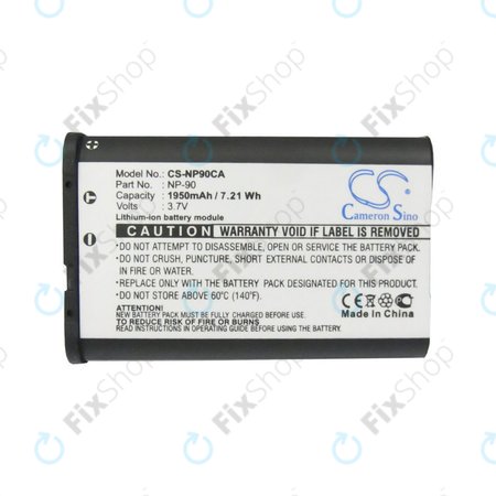 Batterie pour Casio Exilim EX-H10, EX-FH100, EX-H15, EX-Z2000, EX-H20G, 1950mAh, Li-Ion, 3.7V, NP-90, HQ