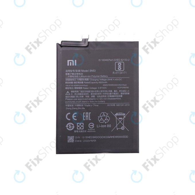 Xiaomi Redmi Note 9 Pro - Batterie BN53 5020mAh - 46020000181G Genuine Service Pack
