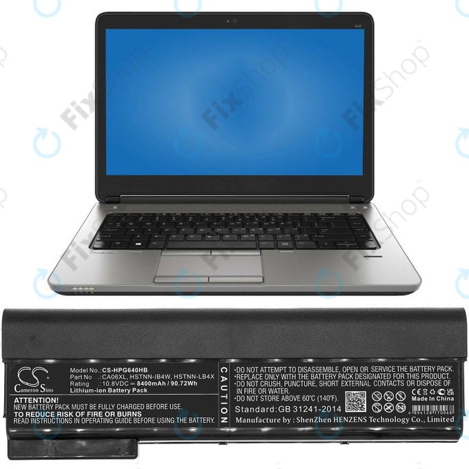 Batterie pour HP ProBook 640 G1, 650 G1, 655 G1, 645 G1, 8400mAh, Li-Ion, 10.8V, CA06XL, HQ
