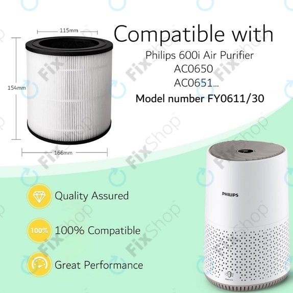 Philips 600-series, AC0650/10, AC0651/10, Air/FY0611 - Filtre HEPA (Charbon actif)