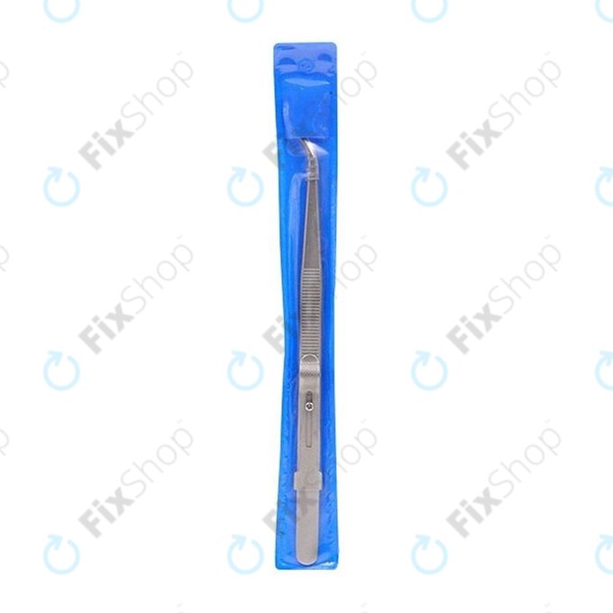 Pince à épiler professionnelle en acier inoxydable, pointe incurvée (162 mm)