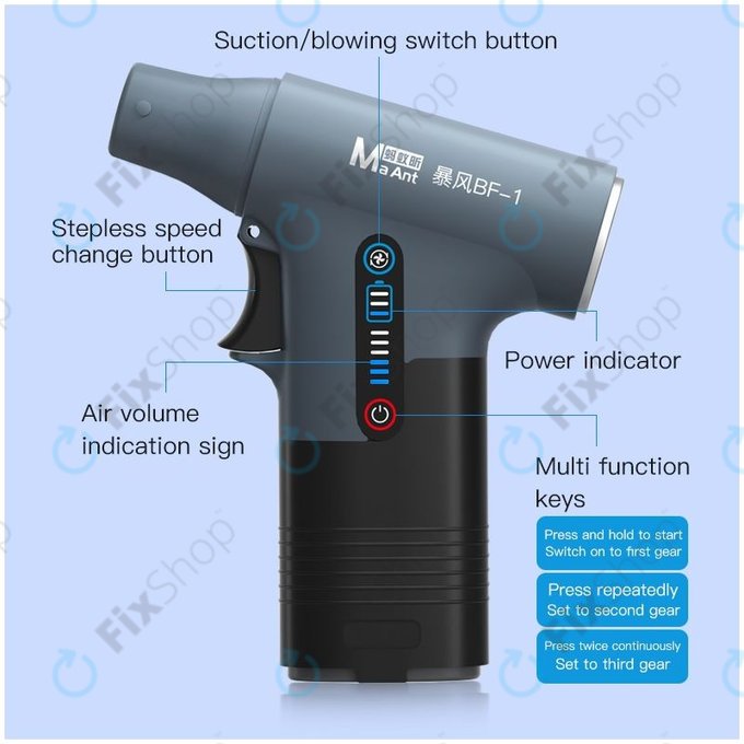 MaAnt BF-1 - Ventilateur à turbine multifonctionnel d'aspiration et de soufflage