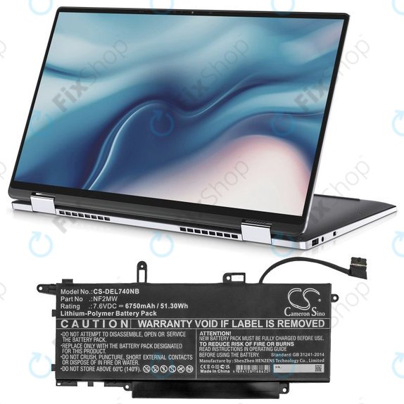 Batterie pour Dell Latitude 7310 2-in-1, 7400 2-in-1, 6750mAh, Li-Pol, 7.6V, NF2MW, HQ