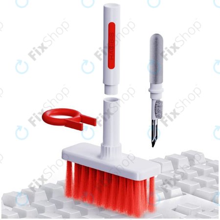 Brosse de nettoyage multifonctionnelle + stylo de nettoyage + extracteur de clé (rouge)