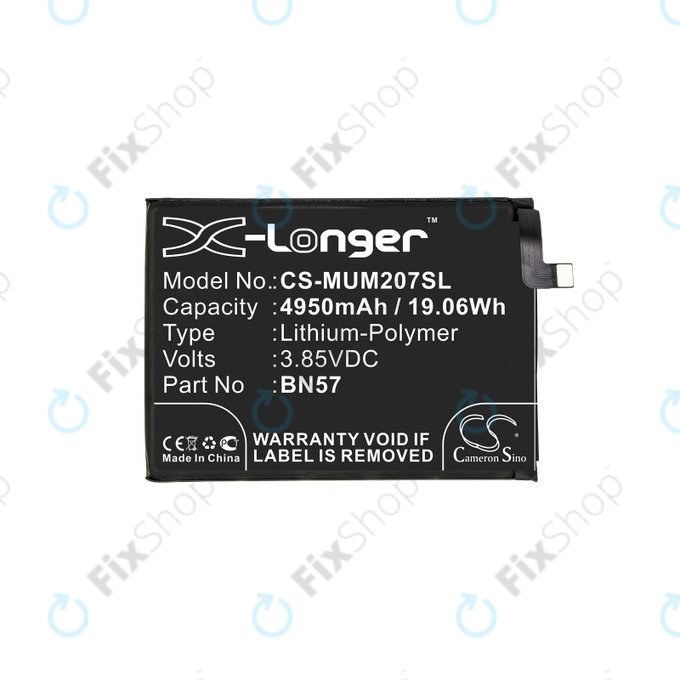 Batterie pour Xiaomi Poco X3 NFC M2107J20CG, 4950mAh, Li-Pol, 3.85 V, BN57, HQ