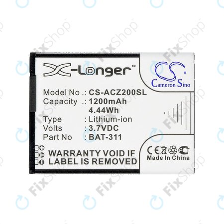 Batterie pour Acer Liquid Z200, BAT-311, Li-ion, 3.7V, 1200mAh, HQ