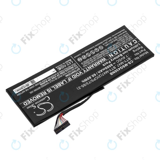 Batterie pour MSI GS40, GS43, MS14, 8000mAh, Li-Ion, 7.6V, BTY-M47, HQ