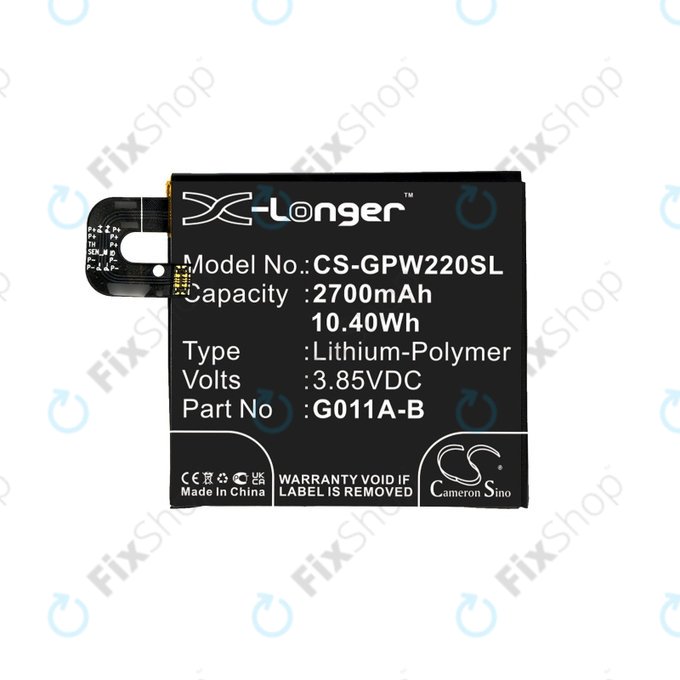 Batterie pour Google Pixel 2 G011A, 2700mAh, Li-Pol, 3.85 V, G011A-B, HQ