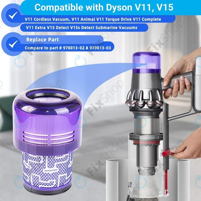 Dyson V11, V15 - Filtre a poussiere