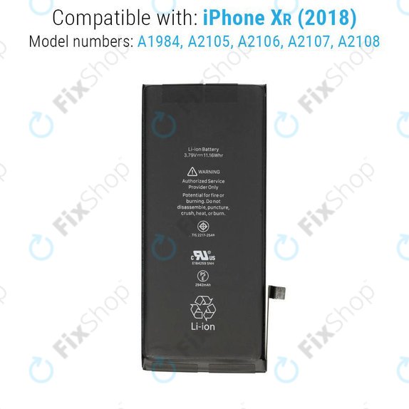 Batterie pour iPhone XR, 2942mAh, Service Pack