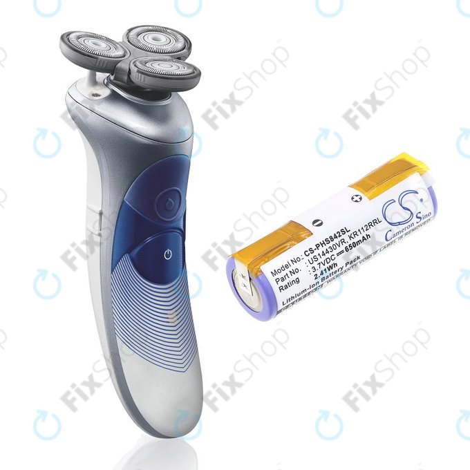 Batterie pour Philips HS8420, 650mAh, Li-Ion, 3.7V, US14430VR, KR112RRL, HQ