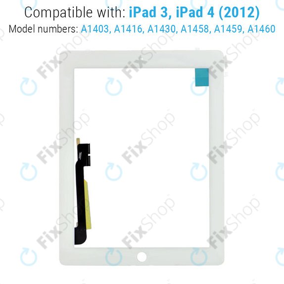 Apple iPad 3, iPad 4 - Écran tactile + bouton Accueil (Blanc)