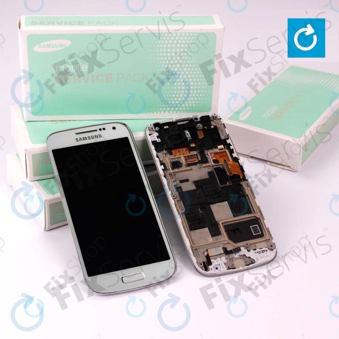 Samsung Galaxy S4 Mini i9195 - Écran LCD + Ecran Tactile + Cadre (White Frost) - GH97-14766B Genuine Service Pack