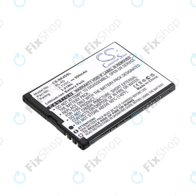 Batterie pour Nokia N97 Mini, E5, E7, BLU Hero 2, 950mAh, Li-Ion, 3.7V, BL-4D, HQ