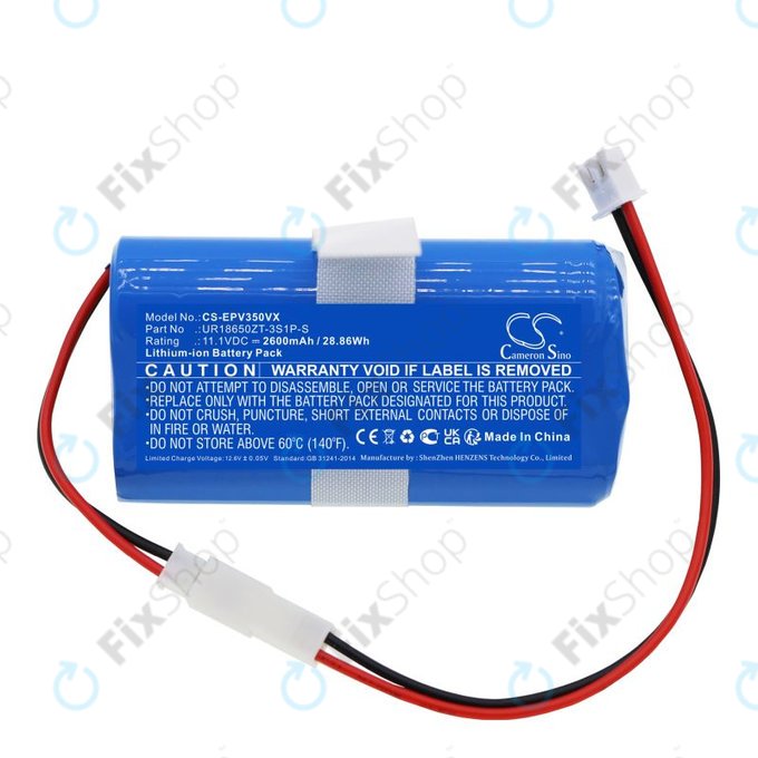 Batterie pour Electropan Ilife V3S, 2600mAh, Li-Ion, 11.1V, UR18650ZT-3S1P-S, HQ