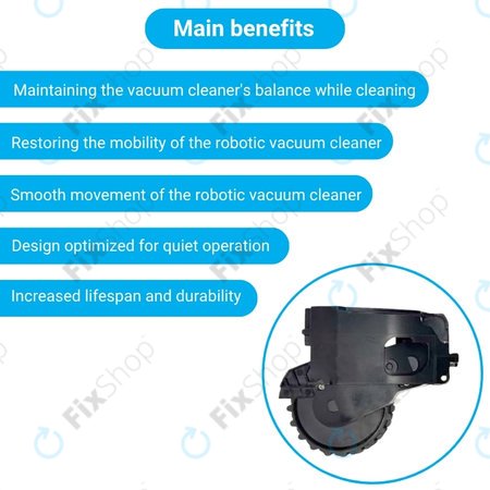 Xiaomi Dreame F9, Mi Robot Vacuum Mop (Mijia 1C), 2 Pro+ (Mijia 1T) - Roue avec moteur (gauche) (Noir)