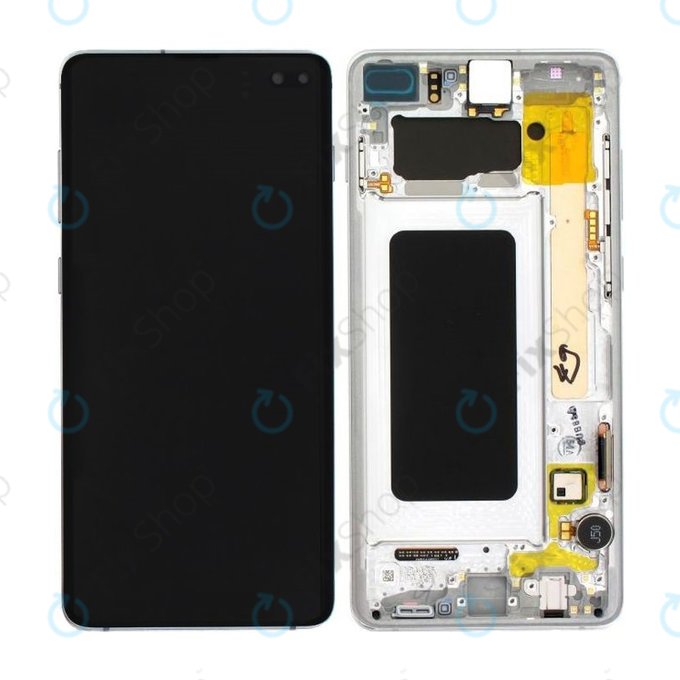 Samsung Galaxy S10 Plus G975F - Écran LCD + Écran tactile + Cadre (Blanc prisme) - GH82-18849B, GH82-18834G, GH82-18849G, GH82-18834B Genuine Service Pack