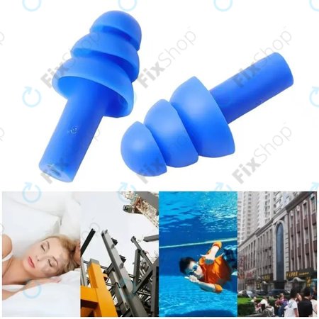 Bouchons d’oreilles en silicone souple, Bleus, Paire