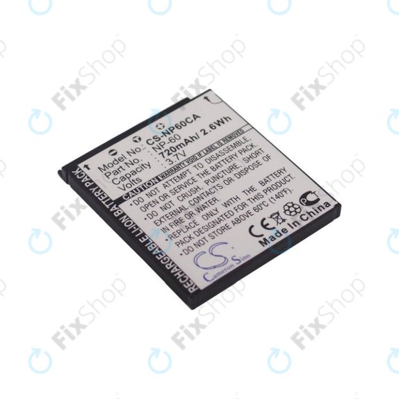 Batterie pour Casio Exilim Zoom EX-Z19, EX-Z85, EX-Z9, 720mAh, Li-Ion, 3.7V, NP-60, HQ