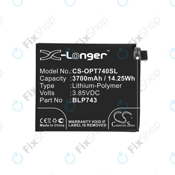 Batterie pour OnePlus 7T, 3700mAh, Li-Pol, 3.85 V, BLP743, HQ