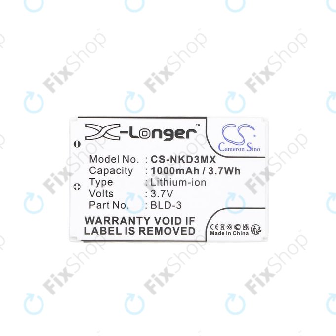 Batterie pour Nokia 7250i, 6610, 6585, 6560, 6200, 6220, 1000mAh, Li-Ion, 3.7V, BLD-3, HQ
