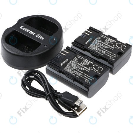 2 batteries avec chargeur pourCanon EOS 5D Mark II, EOS 7D, 2000mAh, Li-Ion, 7.4V, LP-E6, HQ