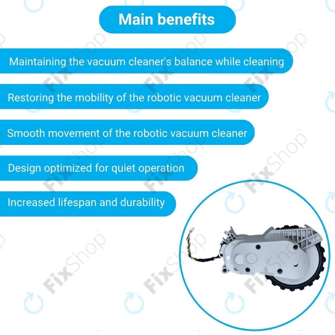 Xiaomi Mijia E10, E12, Mi Robot Vacuum Mop 2 Lite, 2 Pro - Roue avec moteur (gauche) (Blanc)