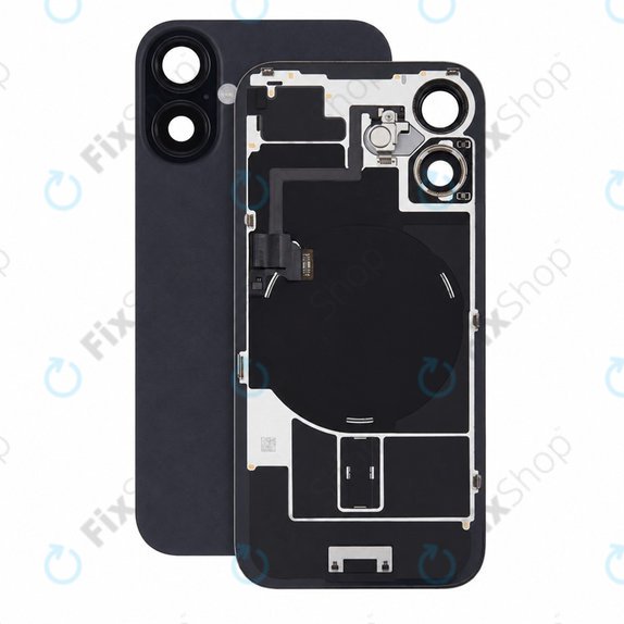Verre de coque arrière pour iPhone 16, Black, Pulled A