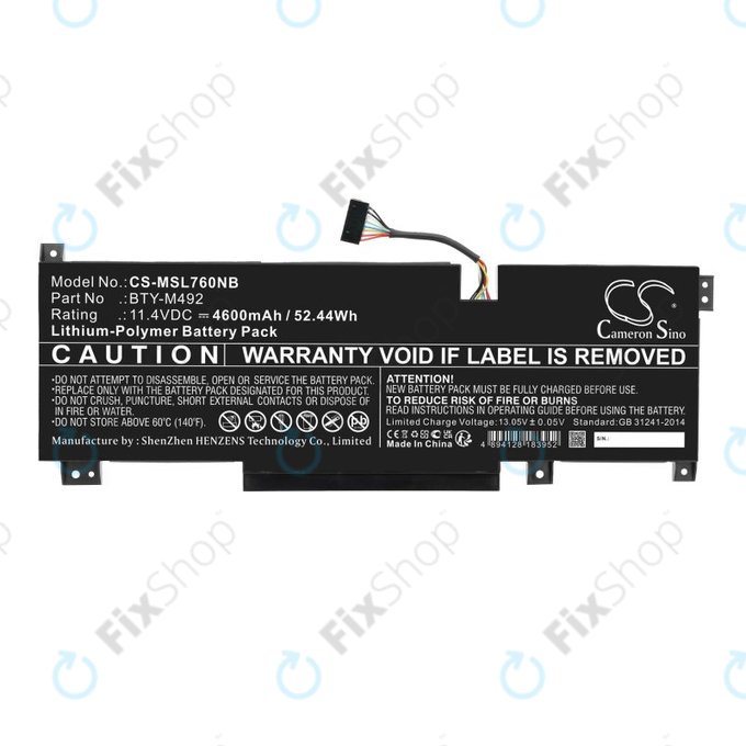 Batterie pour MSI Pulse GL76, Katana GF66, Bravo 15, Crosshair 17, 4600mAh, Li-Pol, 11.4V, BTY-M492, HQ