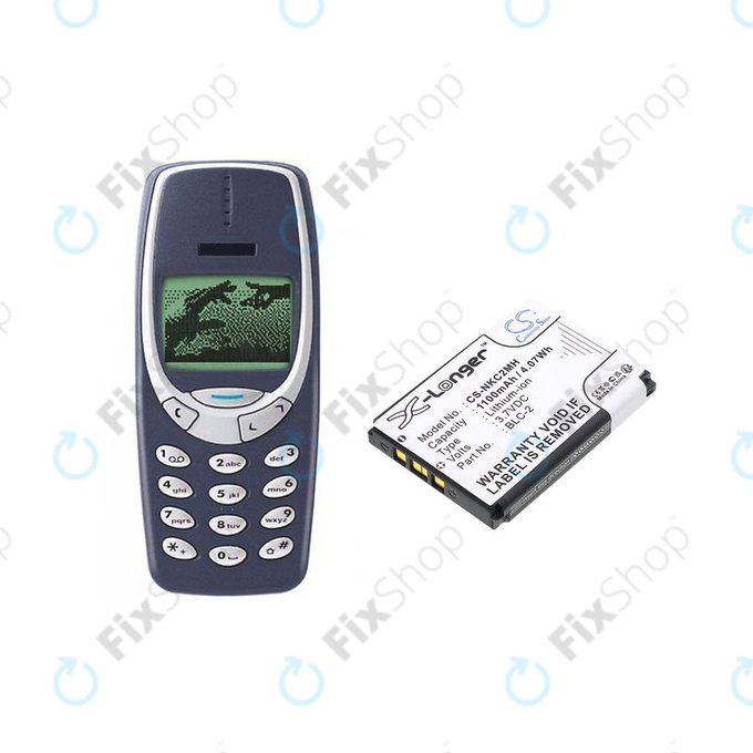 Batterie pour Nokia 3310, 3330, 1220, 1260, 3560, 5510, 6650, 6800, BLC-2, Li-ion, 3.7V, 1100mAh, HQ