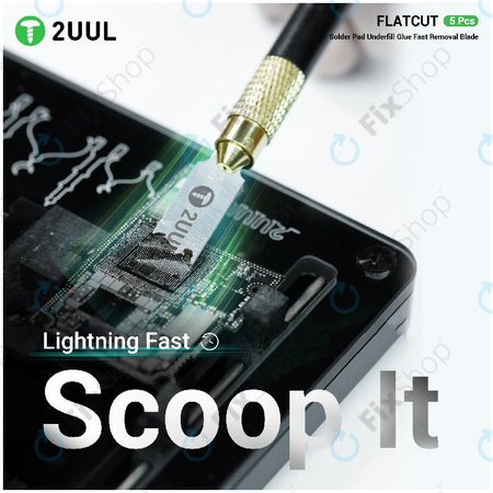 Lames pour retrait de colle Underfill, coupe plate, 2UUL DA28, 5 pcs/pack