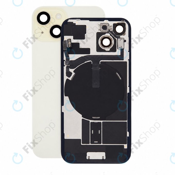 Verre de coque arrière pour iPhone 15, Yellow, Pulled A