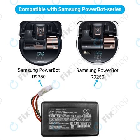Samsung PowerBot R9350, R9250 - Batterie DJ96-00193D Li-Ion 21.6V 5000mAh HQ