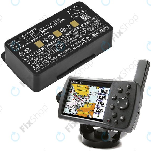 Batterie pour Garmin GPSMAP 276, 296, 376, 378, 478, 495, 2200mAh, Li-Ion, 7.4V, 010-10517-00, HQ