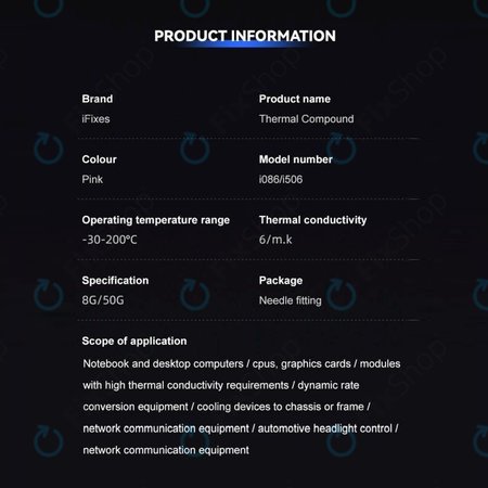 iFixes i086 Pink Performance Thermal Compound - pâte thermique pour téléphone/tablette, 8g