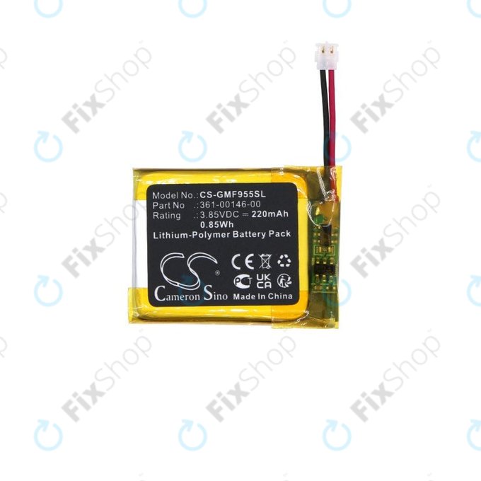 Batterie pour Garmin Forerunner 955 Solar, 220mAh, Li-Pol, 3.85V, 361-00146-00, HQ