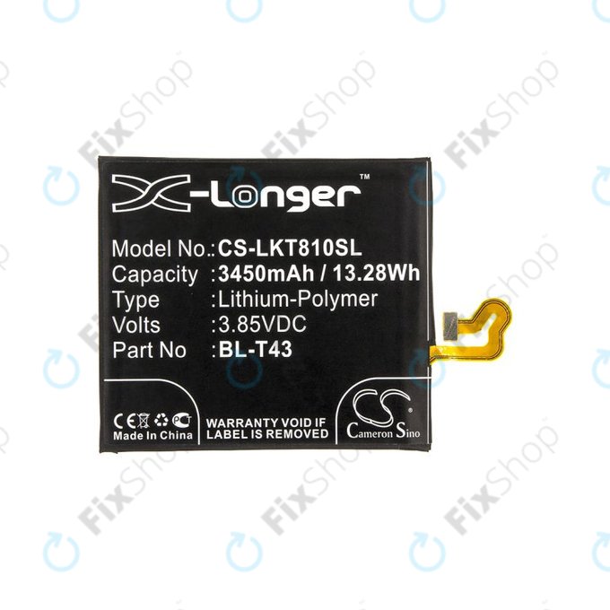 Batterie pour LG G8S ThinQ, ThinQ Global, 3450mAh, Li-Pol, 3.85V, BL-T43, HQ