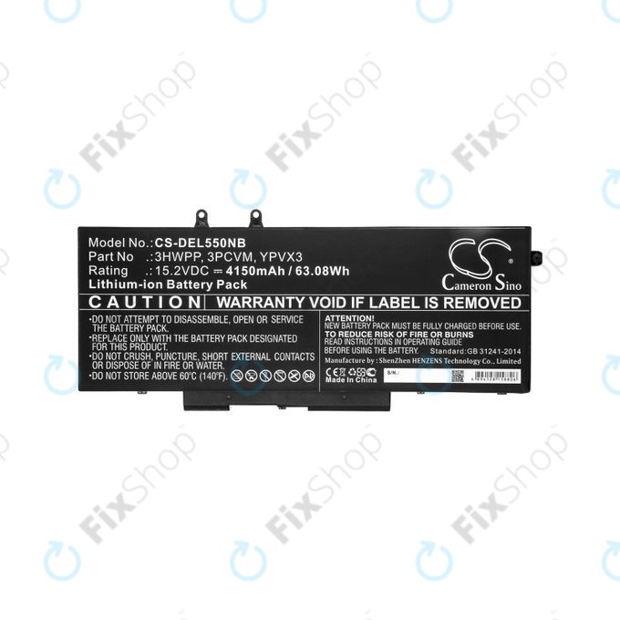 Batterie pour Dell Latitude 5501, Latitude 5401, Latitude 14 5410, Latitude 15 5511, 4150mAh, Li-Ion, 15.2V, 3HWPP, HQ