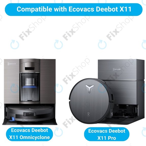 Kit de pièces de rechange pour Ecovacs Deebot X11 Pro, X11 (2x Brosse principale, 4x Filtre, 4x Brosse latérale)