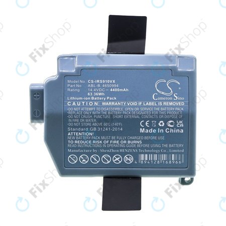 Batterie pour iRobot Roomba S9, S9+, 4400mAh, Li-Ion, 14.4V, ABL-B, HQ