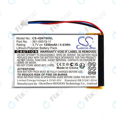 Batterie pour Garmin Nüvi 700, 710, 760, 765, Nuvi 3590, 1250mAh, Li-Pol, 3.7V, 361-00019-11, HQ