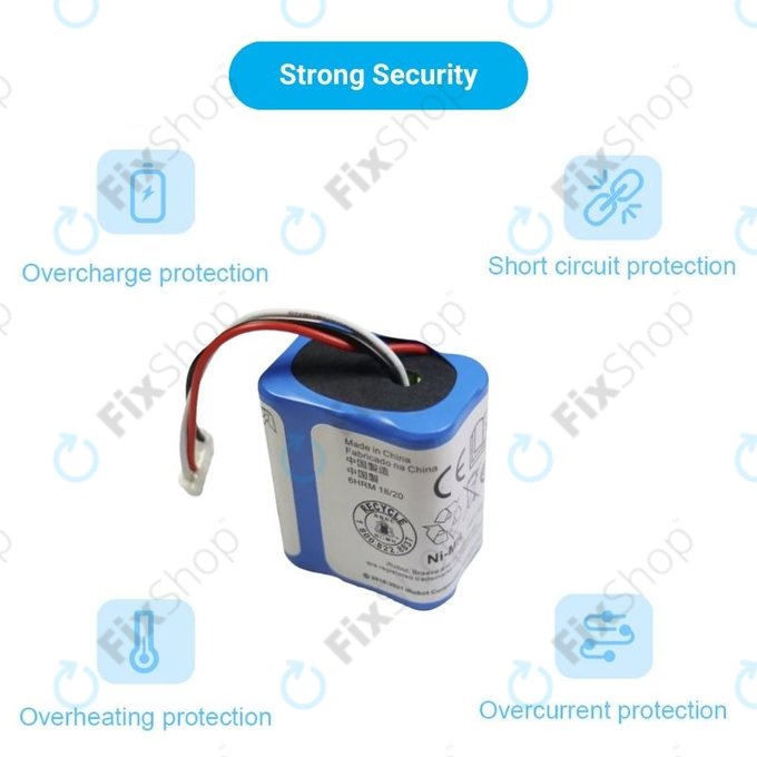 iRobot Braava 2000, 300, 380, 380T, 381, 390, Mint 5200, Mint Plus 5200, Proscenic JOJO Professional - Batterie GPRHC202N026, 4409709, W206001001399 Ni-MH 2500mAh