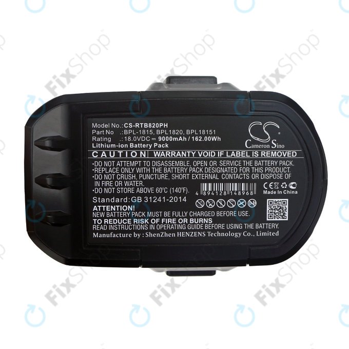 Batterie pour Ryobi BID1821, CCC, CTR-180l, P200, P600, P730, 9000mAh, Li-Ion, 18V, BPL-1815, HQ