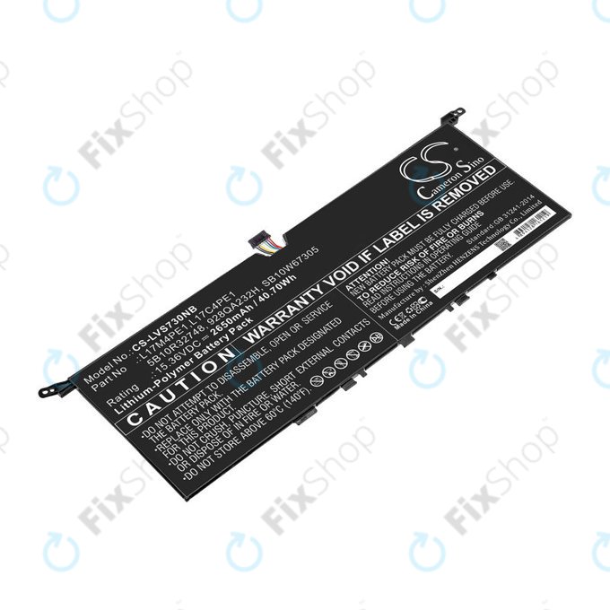 Batterie pour Lenovo IdeaPad 730-13, 2650mAh, Li-Pol, 15.36V, 5B10R32748, HQ