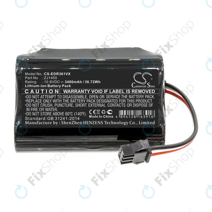 Batterie pour Ecovacs Deebot Slim, D36, 3400mAh, Li-Ion, 10.8V, ZJ1450, HQ