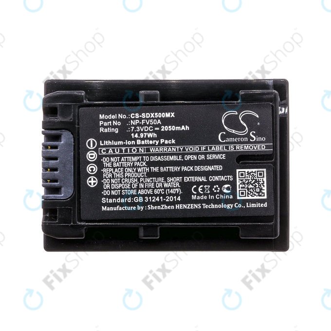 Batterie pour Sony Fdr-Ax33, Sony Fdr-Ax40, Sony Fdr-Ax45, Sony Fdr-Ax, 2050mAh, Li-Ion, 7.3V, NP-FV50A, HQ