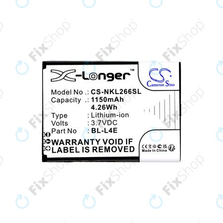 Batterie pour Nokia 2660 Flip 4G, 1150mAh, Li-Ion, 3.7V, BL-L4E, HQ