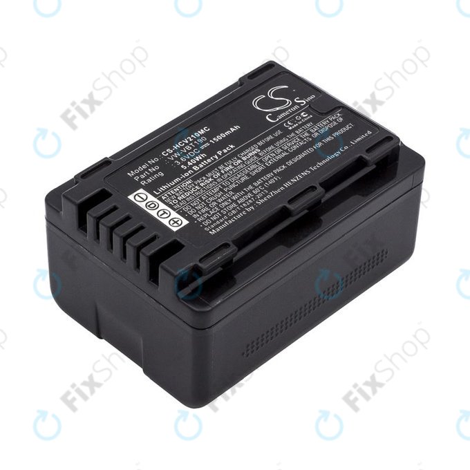 Batterie pour Panasonic HC-V210, 1500mAh, Li-Ion, 3.6V, VW-VBT190, HQ