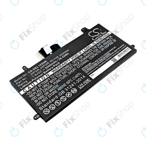 Batterie pour Dell Latitude 5290, Latitude 12 5285, 5200mAh, Li-Pol, 7.6V, J0PGR, HQ