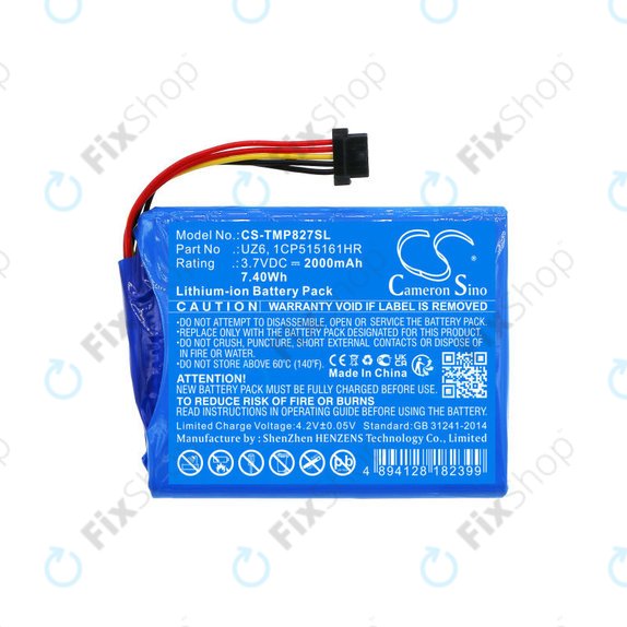 Batterie pour TomTom Pro 8270, Pro 8275, 2000mAh, Li-Ion, 3.7V, UZ6, HQ